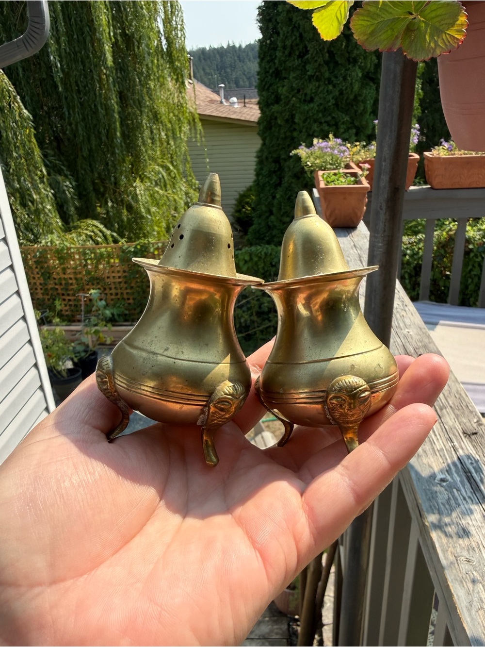 Brass Salt and Pepper Shakers - Ornate Gold Finish